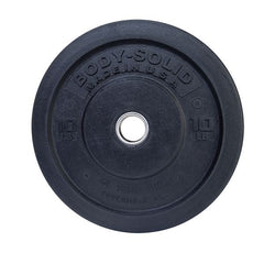 Body-Solid Premium Bumper Plates OBPH With Black Olympic Bar Set