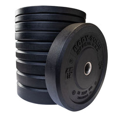 Body-Solid Premium Bumper Plates OBPH With Black Olympic Bar Set