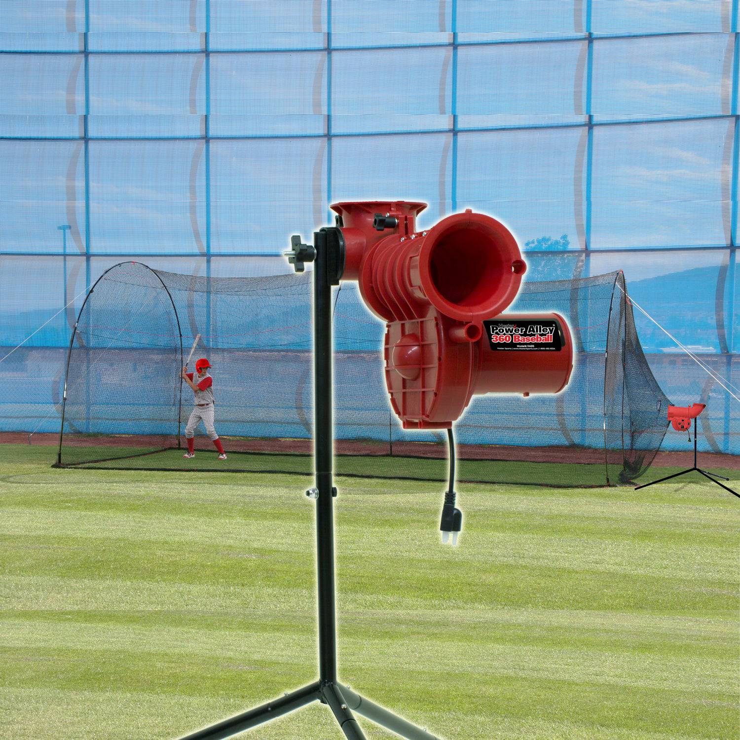 Baseball Pro Machine Heater Sports PowerAlley Lite 360 Baseball Machine & PowerAlley 22' Ca ...