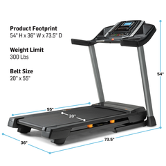 NordicTrack T 6.5 S; Treadmill for Running and Walking with 5" Display and SpaceSaver Design