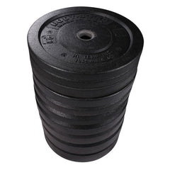 Body-Solid Premium Bumper Plates OBPH With Black Olympic Bar Set