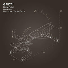 Body Solid GFID71B Heavy Duty Flat Incline Decline Bench