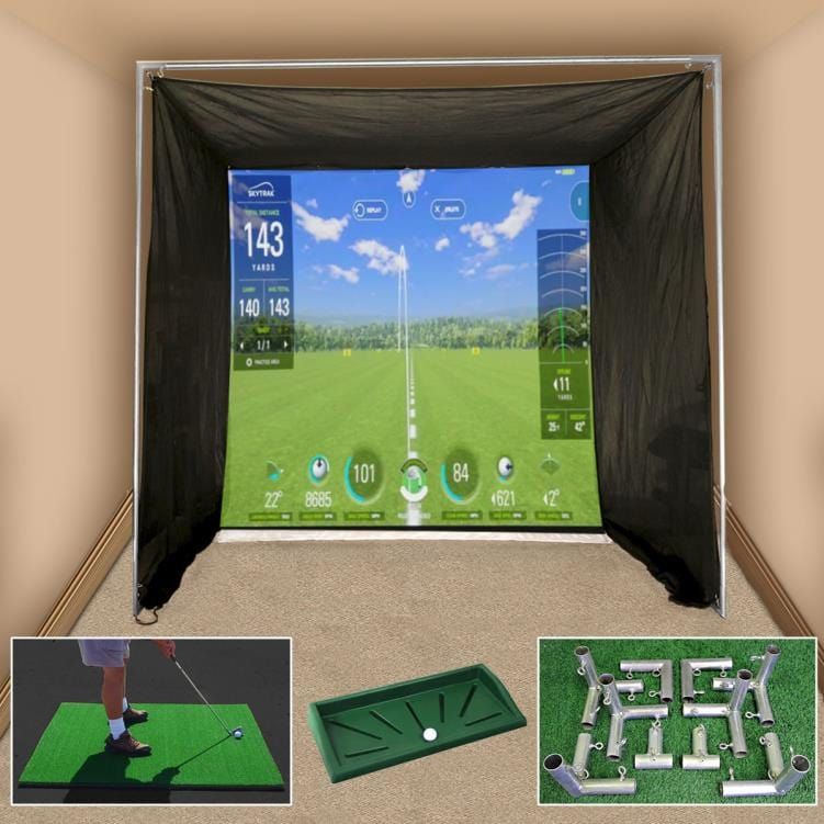 Cimarron 5x10x10 Tour Simulator Tee Line Golf Bundle Frame Corner Kit GP3