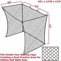 Cimarron Sports 10x14x12 Batting Cage Golf Net Insert CM-1042GNIA