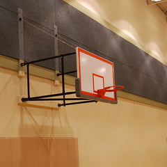 Gared Corner Mount Side-Fold Wall Mount Basketball Backstop, 6' - 9' Length 2500-6094