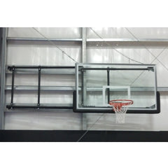 Gared Corner Mount Side-Fold Wall Mount Basketball Backstop, 9' - 12' Length Adjustable Goal