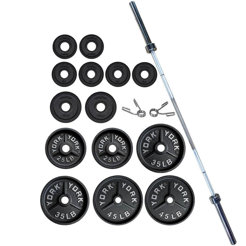 York Barbell 300lb Deep Dish Cast Iron Olympic Set