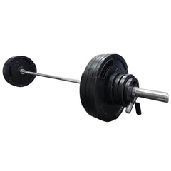 York Barbell G-2 Rubber Encased Olympic Plate & Barbell Set